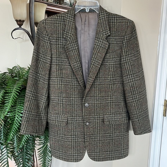 Calvin Klein Men’s Vintage Wool Plaid Lined Suit Sports Jacket Buttoned Blazer - Picture 2 of 13
